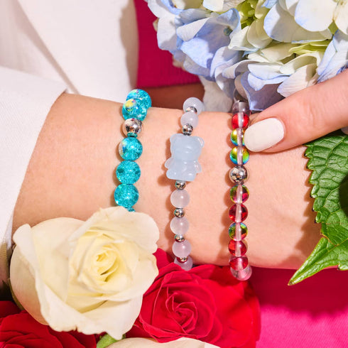 Marsrot | Silber | Galaxie-Glasperlenarmband